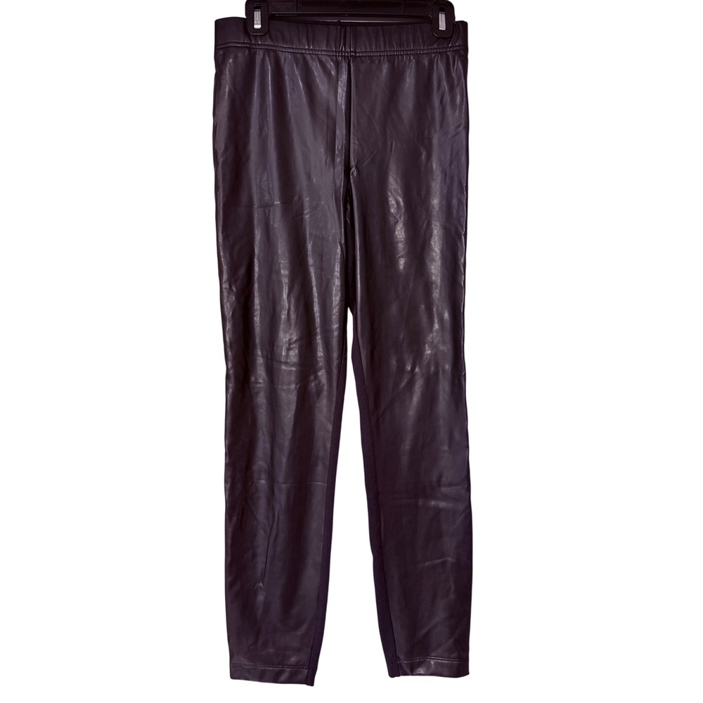 Old Navy Womens Faux Leather Front Mixed Media Leggings Black Size M